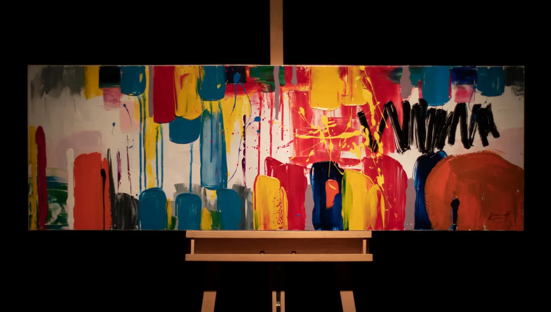 Handgemaltes Gemälde 'Künste der Farben' 150x50cm | inkl. Echtheitszertifikat