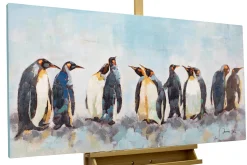 Handgemaltes Gemälde 'Kreis der Pinguine' 120x60cm | inkl. Echtheitszertifikat