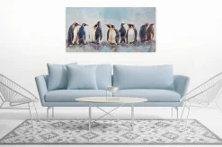 Handgemaltes Gemälde 'Kreis der Pinguine' 120x60cm | inkl. Echtheitszertifikat
