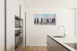 Handgemaltes Gemälde 'Kreis der Pinguine' 120x60cm | inkl. Echtheitszertifikat