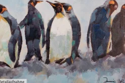 Handgemaltes Gemälde 'Kreis der Pinguine' 120x60cm | inkl. Echtheitszertifikat
