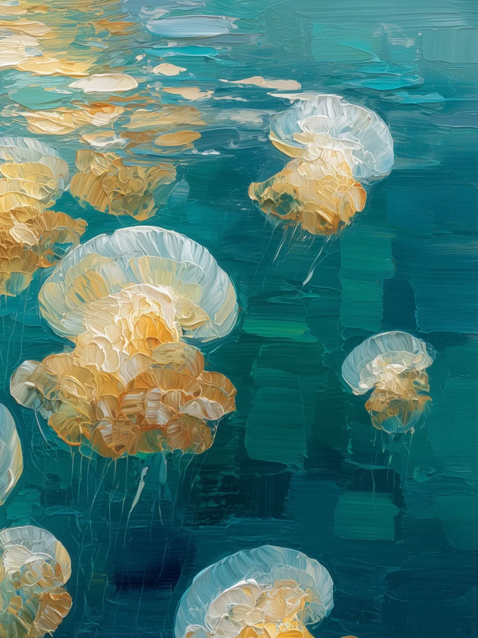 Handgemaltes Gemälde 'Lagunenquallen' | Echtheitszertifikat inklusive
