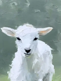 Handgemaltes Gemälde 'Lamm auf der Wiese' | Echtheitszertifikat inklusive