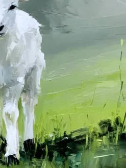 Handgemaltes Gemälde 'Lamm auf der Wiese' | Echtheitszertifikat inklusive