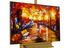 Handgemaltes Gemälde 'Laternenschein der Parkallee' 90x60cm | inkl. Echtheitszertifikat