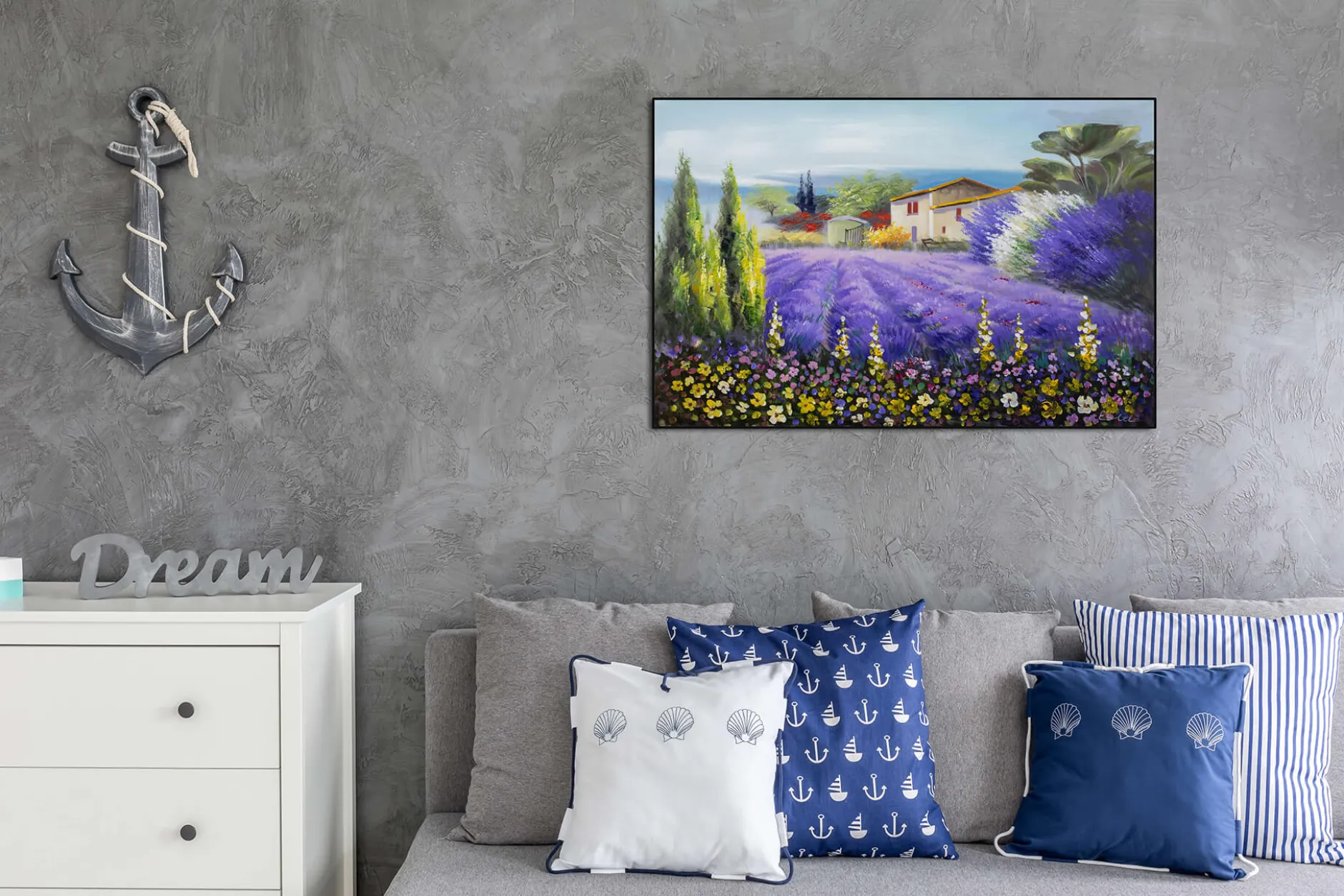 Handgemaltes Gemälde 'Lavendelzeit' 90x60cm | inkl. Echtheitszertifikat