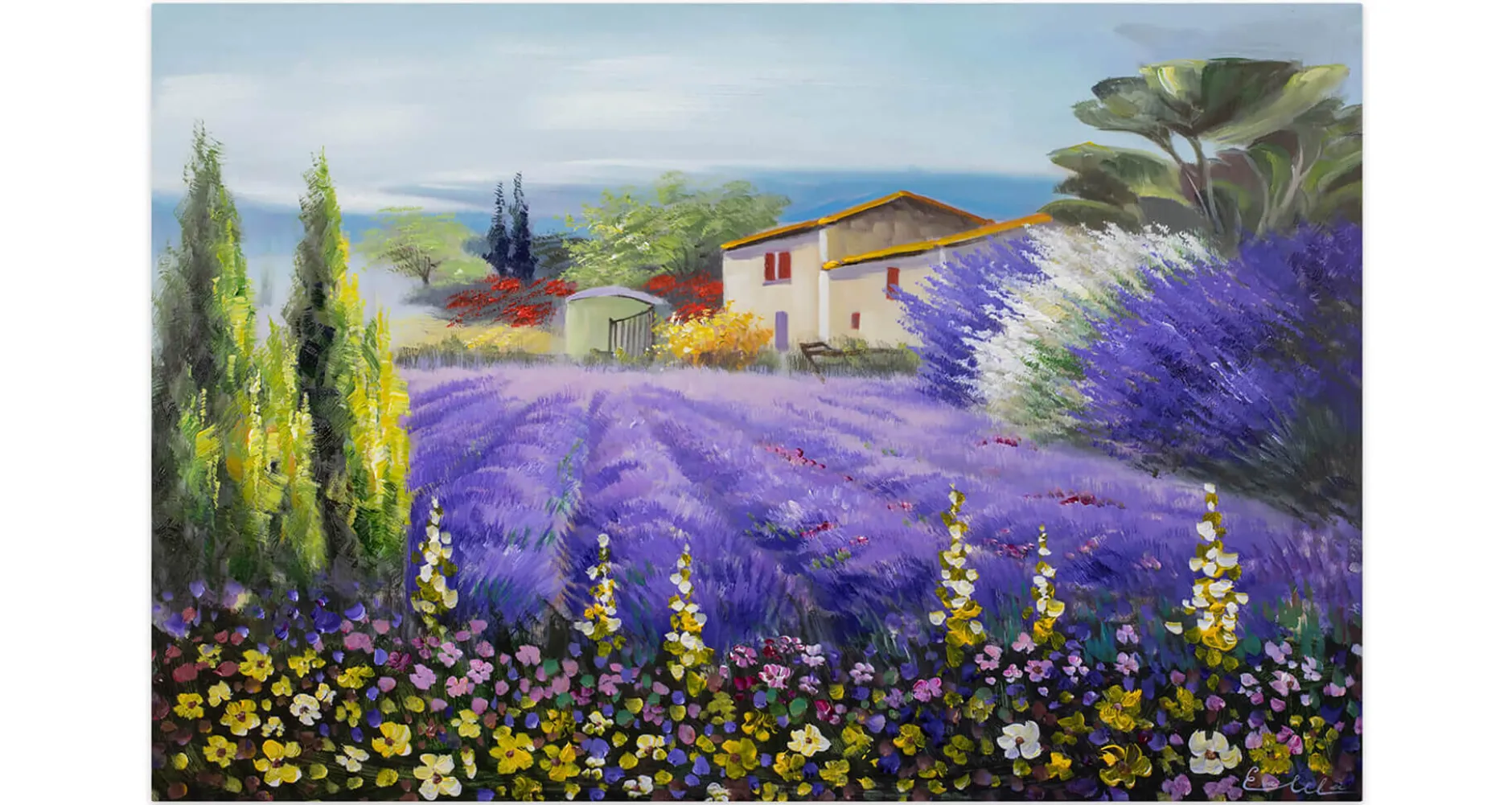 Handgemaltes Gemälde 'Lavendelzeit' 90x60cm | inkl. Echtheitszertifikat