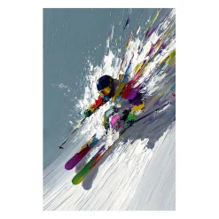 Handgemaltes Gemälde 'Lawinen-Skifahrer' | Echtheitszertifikat inklusive
