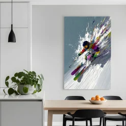 Handgemaltes Gemälde 'Lawinen-Skifahrer' | Echtheitszertifikat inklusive