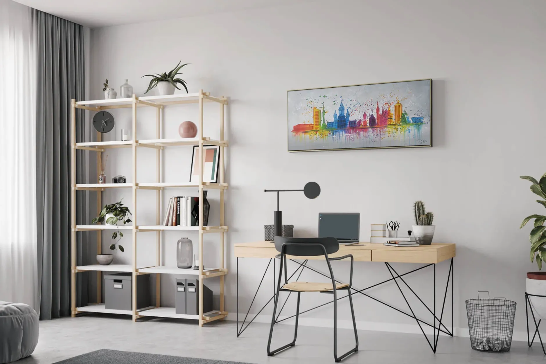 Handgemaltes Gemälde 'Leipzig Silhouette' 120x60cm | inkl. Echtheitszertifikat
