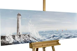 Handgemaltes Gemälde 'Leuchtturm in Sicht' 150x50cm | inkl. Echtheitszertifikat