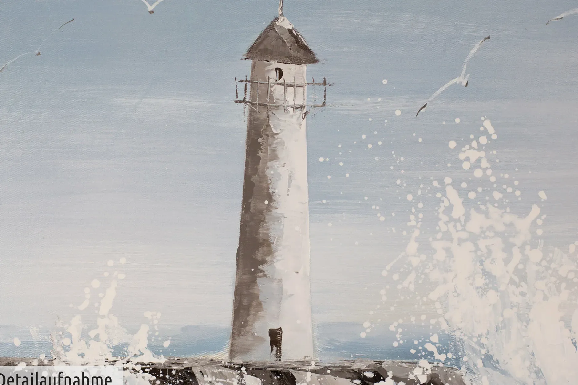 Handgemaltes Gemälde 'Leuchtturm in Sicht' 150x50cm | inkl. Echtheitszertifikat