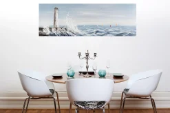 Handgemaltes Gemälde 'Leuchtturm in Sicht' 150x50cm | inkl. Echtheitszertifikat