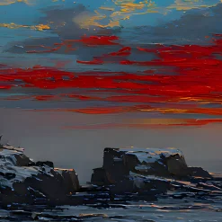 Handgemaltes Gemälde 'Leuchtturm bei Sonnenuntergang' | Echtheitszertifikat inklusive