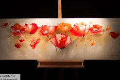 Handgemaltes Gemälde 'Liebeserklärung im Mohnblumenfeld' 150x50cm | inkl. Echtheitszertifikat