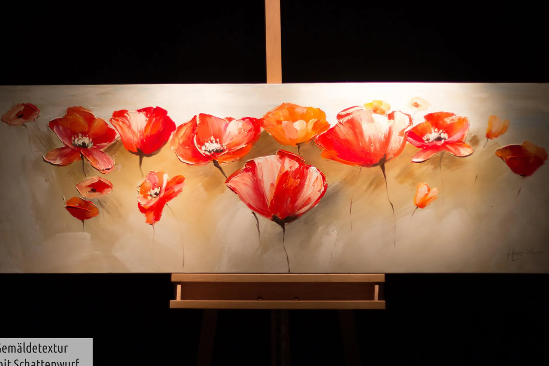 Handgemaltes Gemälde 'Liebeserklärung im Mohnblumenfeld' 150x50cm | inkl. Echtheitszertifikat