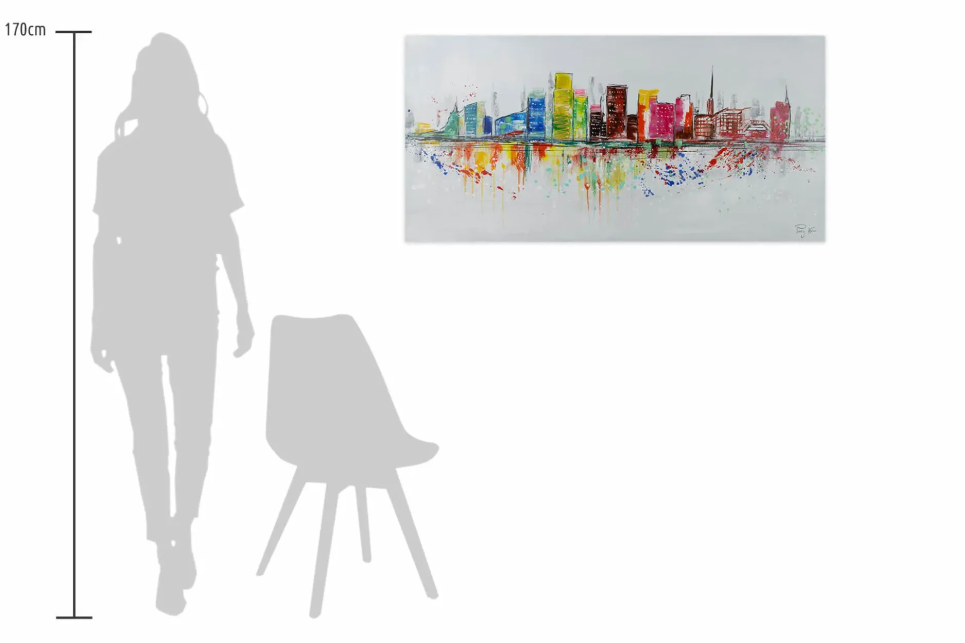 Handgemaltes Gemälde 'Ljubljana Skyline Silhouette' 120x60cm | inkl. Echtheitszertifikat
