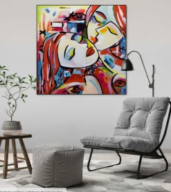 Handgemaltes Gemälde 'Lodernde Liaison' 80x80cm | inkl. Echtheitszertifikat