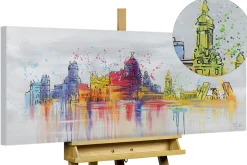 Handgemaltes Gemälde 'Madrid Skyline Silhouette' 120x60cm | inkl. Echtheitszertifikat