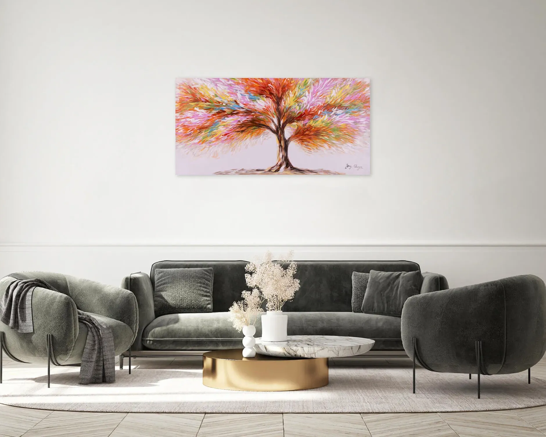 Handgemaltes Gemälde 'Magic Blossom Tree' 120x60cm | inkl. Echtheitszertifikat