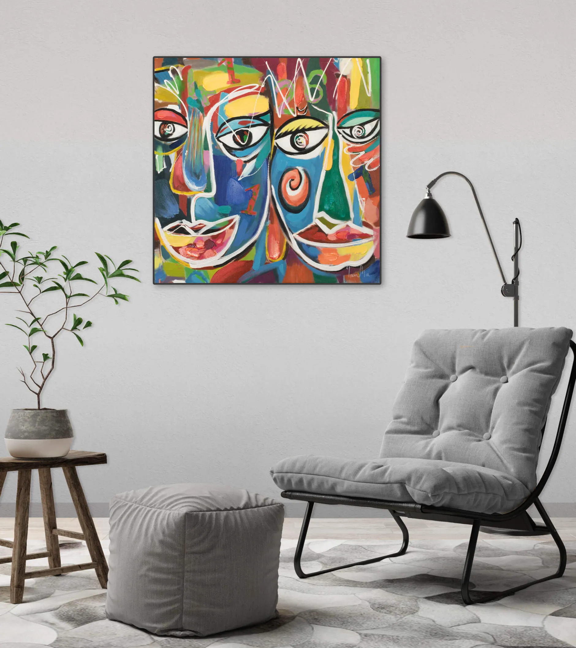 Handgemaltes Gemälde 'Magisches Ebenbild' 60x60cm | inkl. Echtheitszertifikat