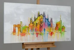 Handgemaltes Gemälde 'Mailand Skyline Silhouette' 120x60cm | inkl. Echtheitszertifikat