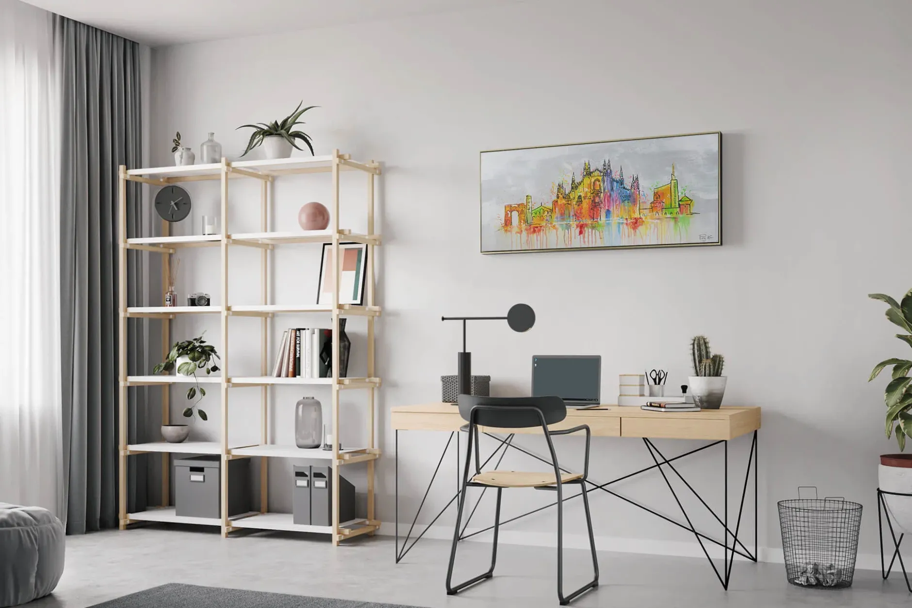 Handgemaltes Gemälde 'Mailand Skyline Silhouette' 120x60cm | inkl. Echtheitszertifikat