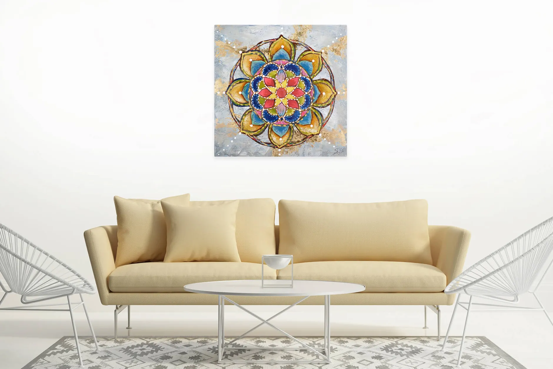 Handgemaltes Gemälde 'Mandala Love' 80x80cm | inkl. Echtheitszertifikat