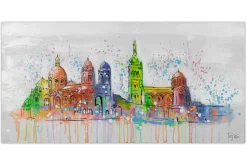 Handgemaltes Gemälde 'Marseille Skyline Silhouette' 120x60cm | inkl. Echtheitszertifikat