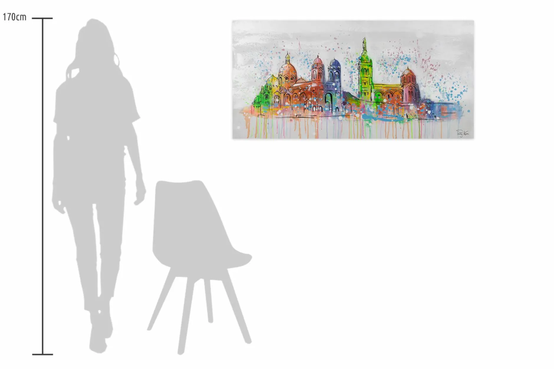 Handgemaltes Gemälde 'Marseille Skyline Silhouette' 120x60cm | inkl. Echtheitszertifikat