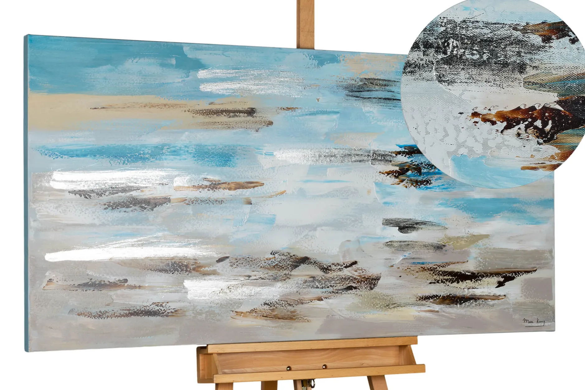 Handgemaltes Gemälde 'Meeresbrandung im Morgendunst' 140x70cm | inkl. Echtheitszertifikat