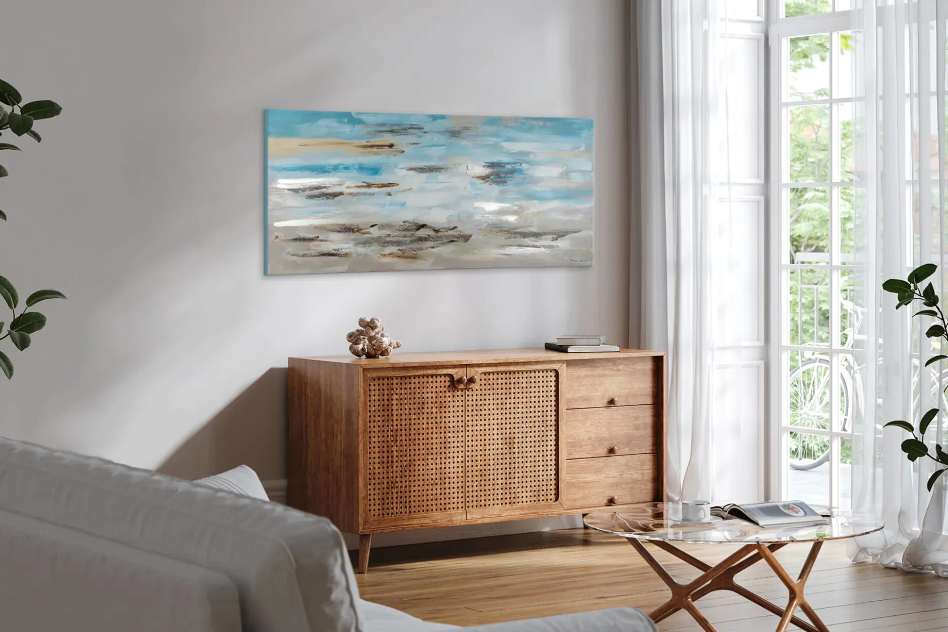 Handgemaltes Gemälde 'Meeresbrandung im Morgendunst' 140x70cm | inkl. Echtheitszertifikat