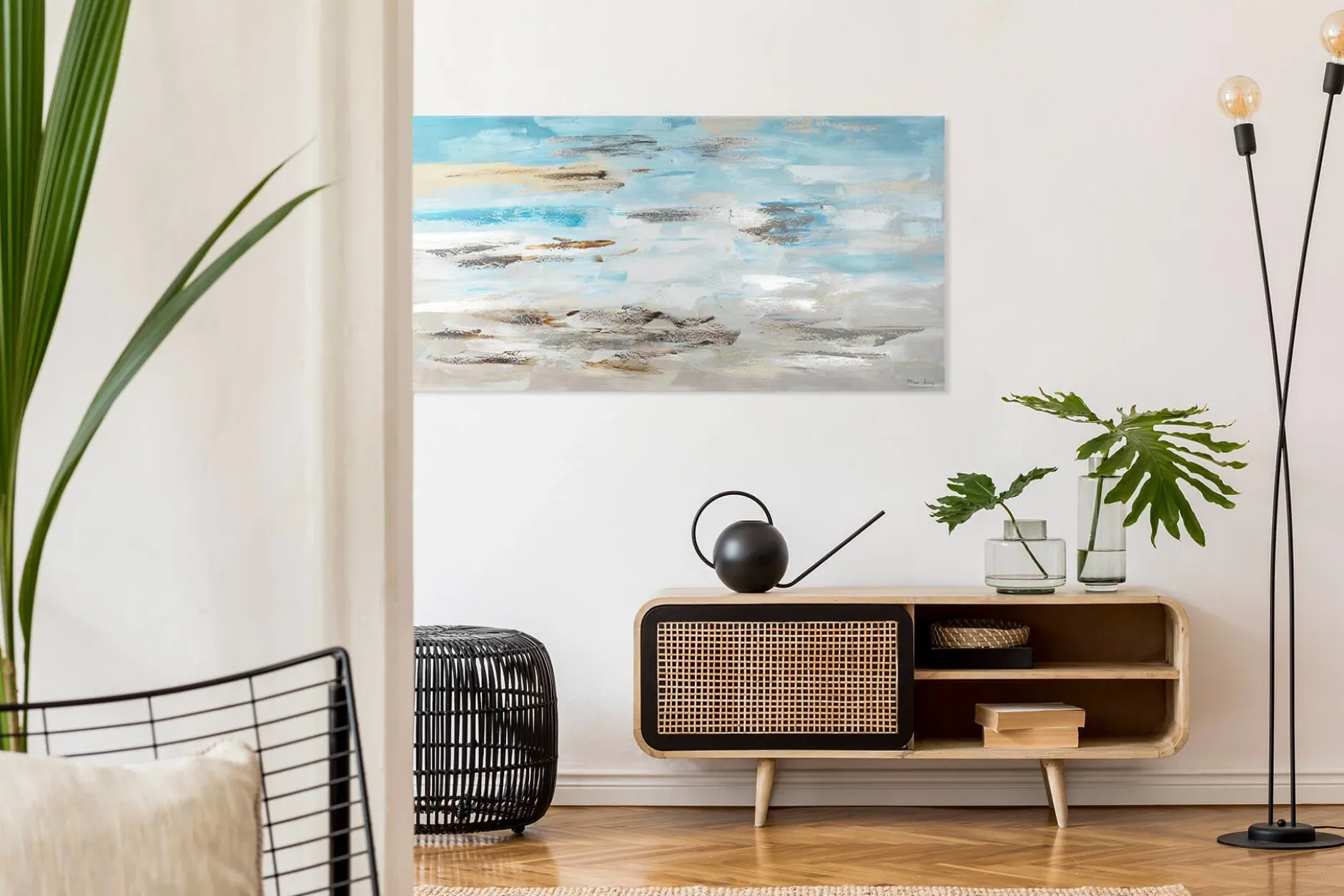 Handgemaltes Gemälde 'Meeresbrandung im Morgendunst' 140x70cm | inkl. Echtheitszertifikat