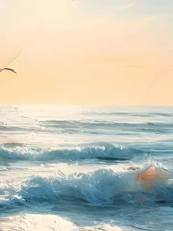 Handgemaltes Gemälde 'Meeresglühen bei Sonnenuntergang' | Echtheitszertifikat inklusive