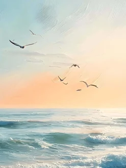 Handgemaltes Gemälde 'Meeresglühen bei Sonnenuntergang' | Echtheitszertifikat inklusive