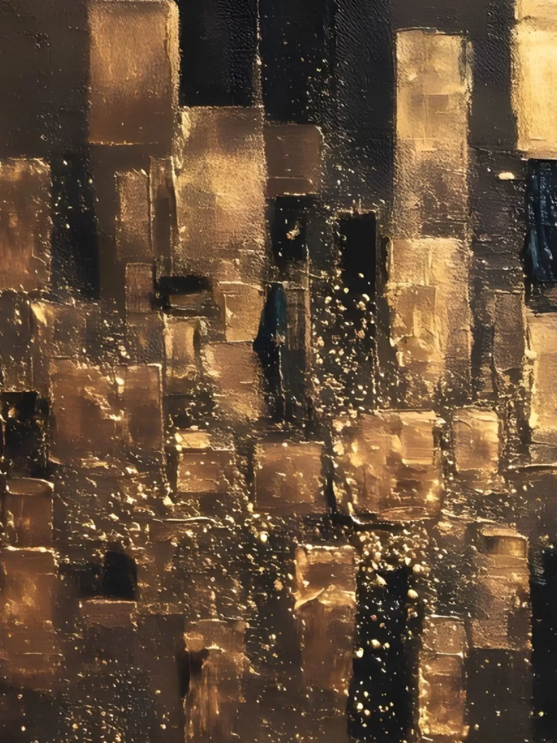 Handgemaltes Gemälde 'Mitternachts-Goldlandschaft' | Echtheitszertifikat inklusive
