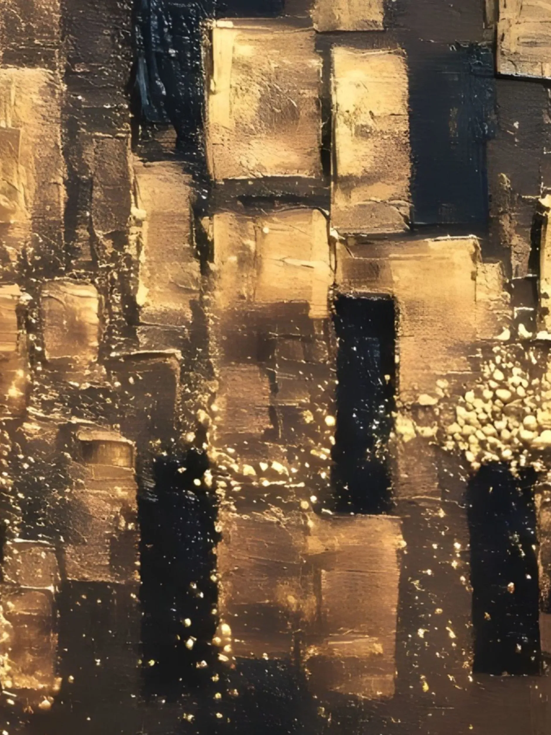 Handgemaltes Gemälde 'Mitternachts-Goldlandschaft' | Echtheitszertifikat inklusive
