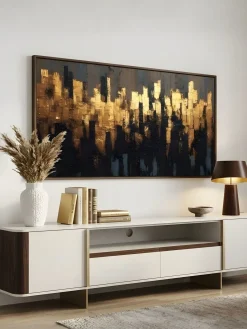 Handgemaltes Gemälde 'Mitternachts-Skyline' | Echtheitszertifikat inklusive