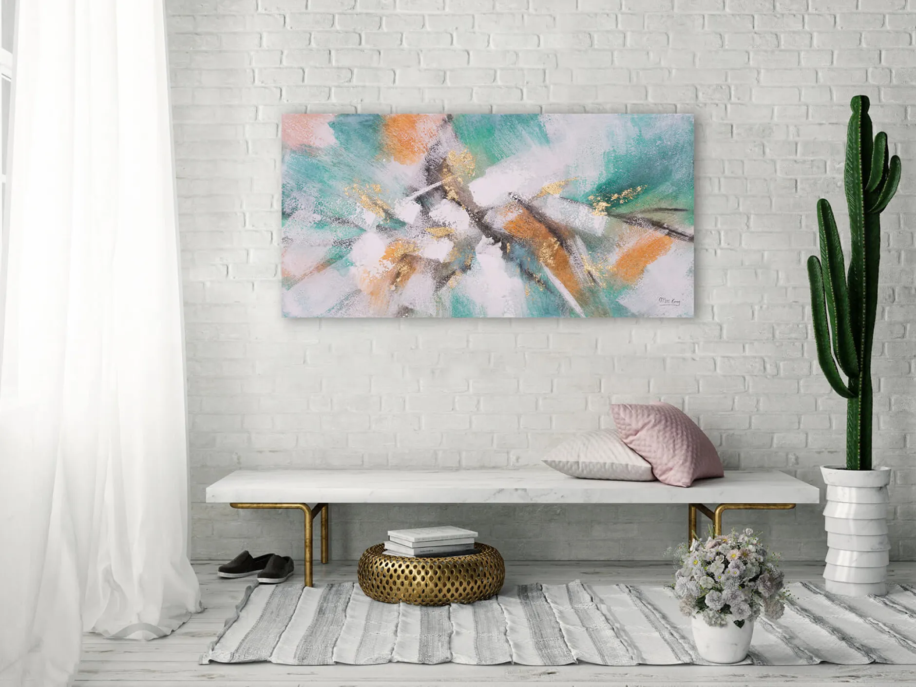 Handgemaltes Gemälde 'Mosaik der Natur' 120x60cm | inkl. Echtheitszertifikat