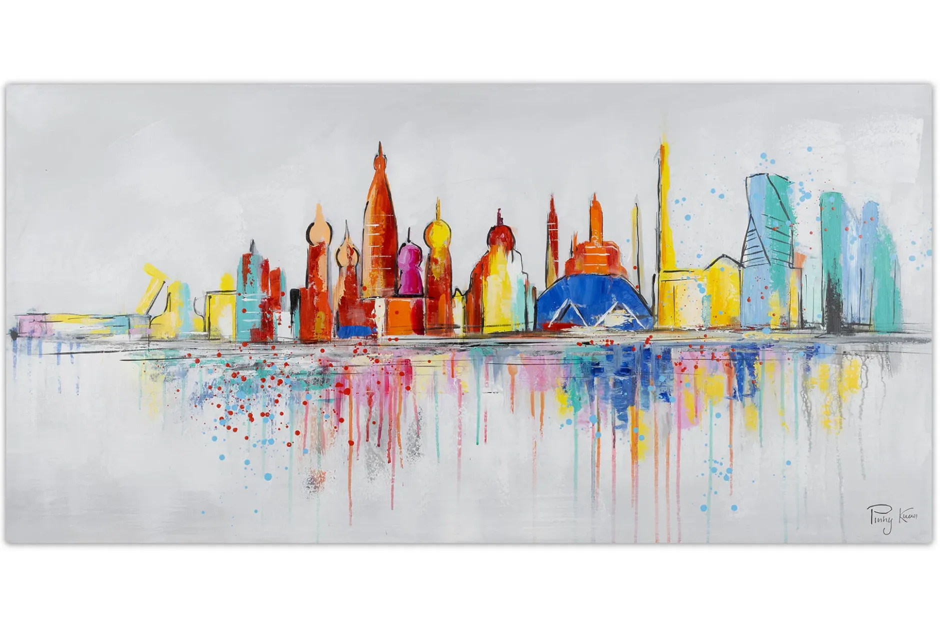 Handgemaltes Gemälde 'Moscow Skyline Silhouette' 120x60cm | inkl. Echtheitszertifikat