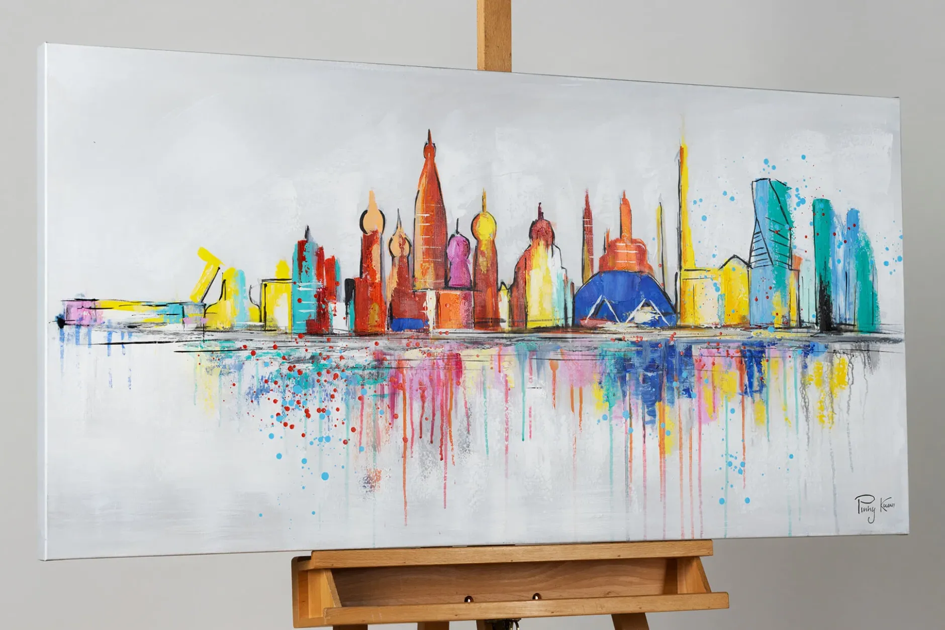Handgemaltes Gemälde 'Moscow Skyline Silhouette' 120x60cm | inkl. Echtheitszertifikat