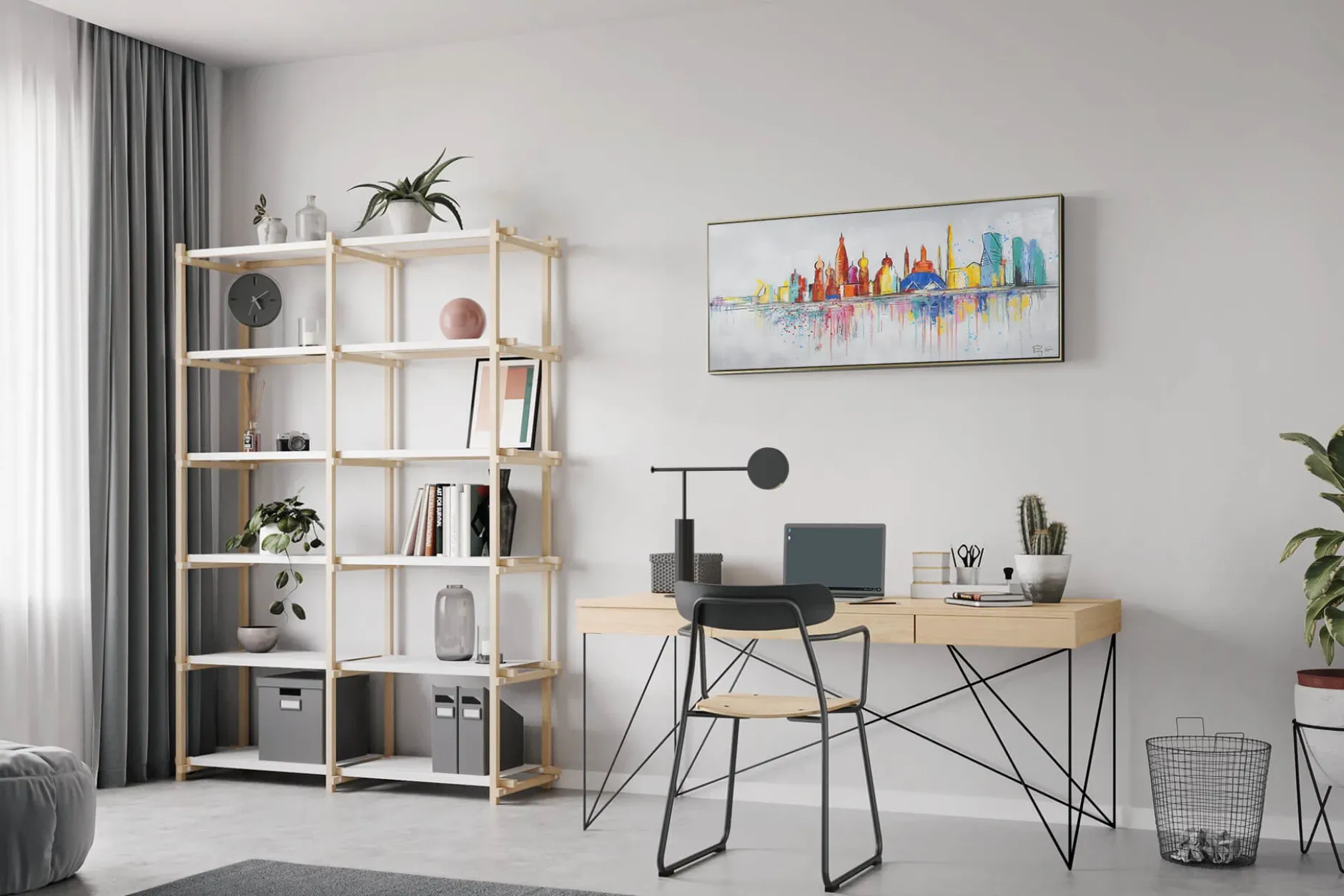 Handgemaltes Gemälde 'Moscow Skyline Silhouette' 120x60cm | inkl. Echtheitszertifikat