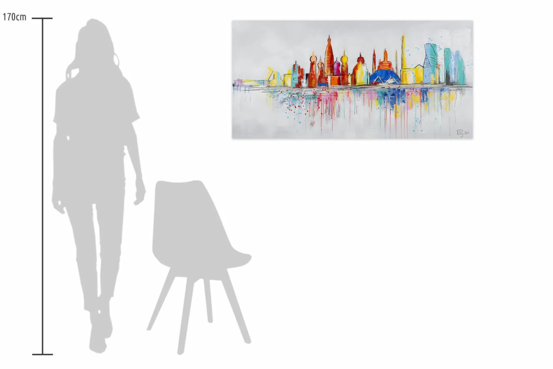 Handgemaltes Gemälde 'Moscow Skyline Silhouette' 120x60cm | inkl. Echtheitszertifikat