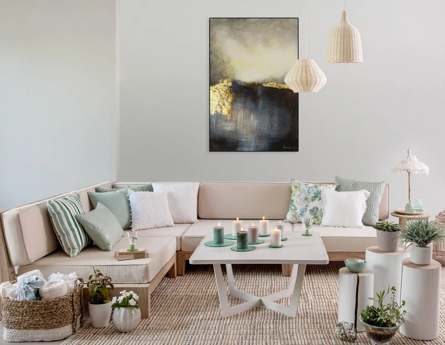 Handgemaltes Gemälde 'Mountainside by Dawn' 80x120cm | inkl. Echtheitszertifikat