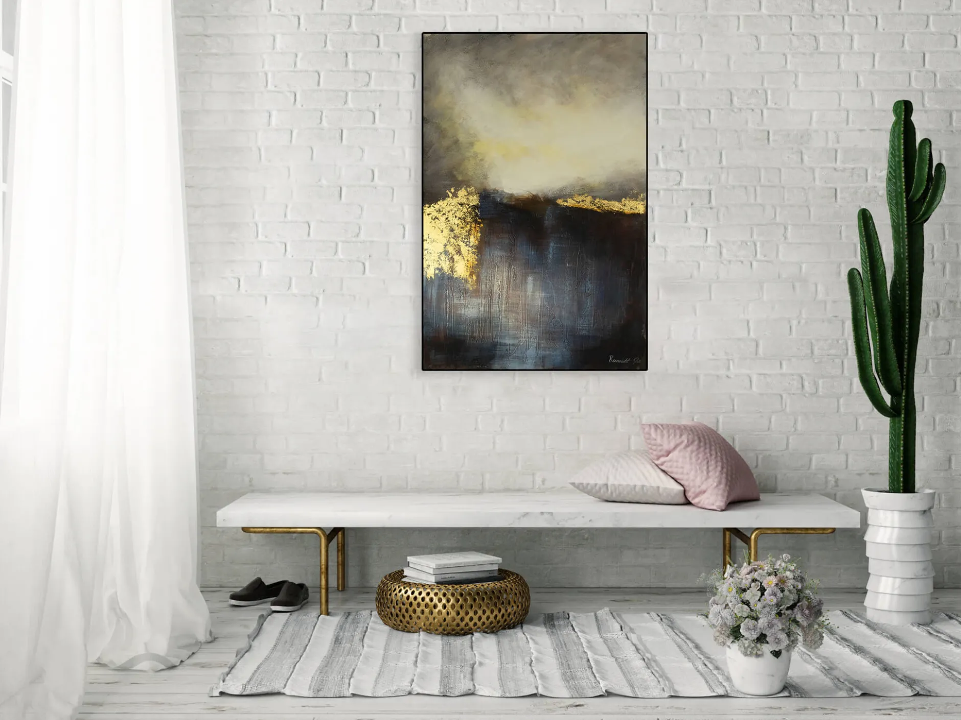 Handgemaltes Gemälde 'Mountainside by Dawn' 80x120cm | inkl. Echtheitszertifikat
