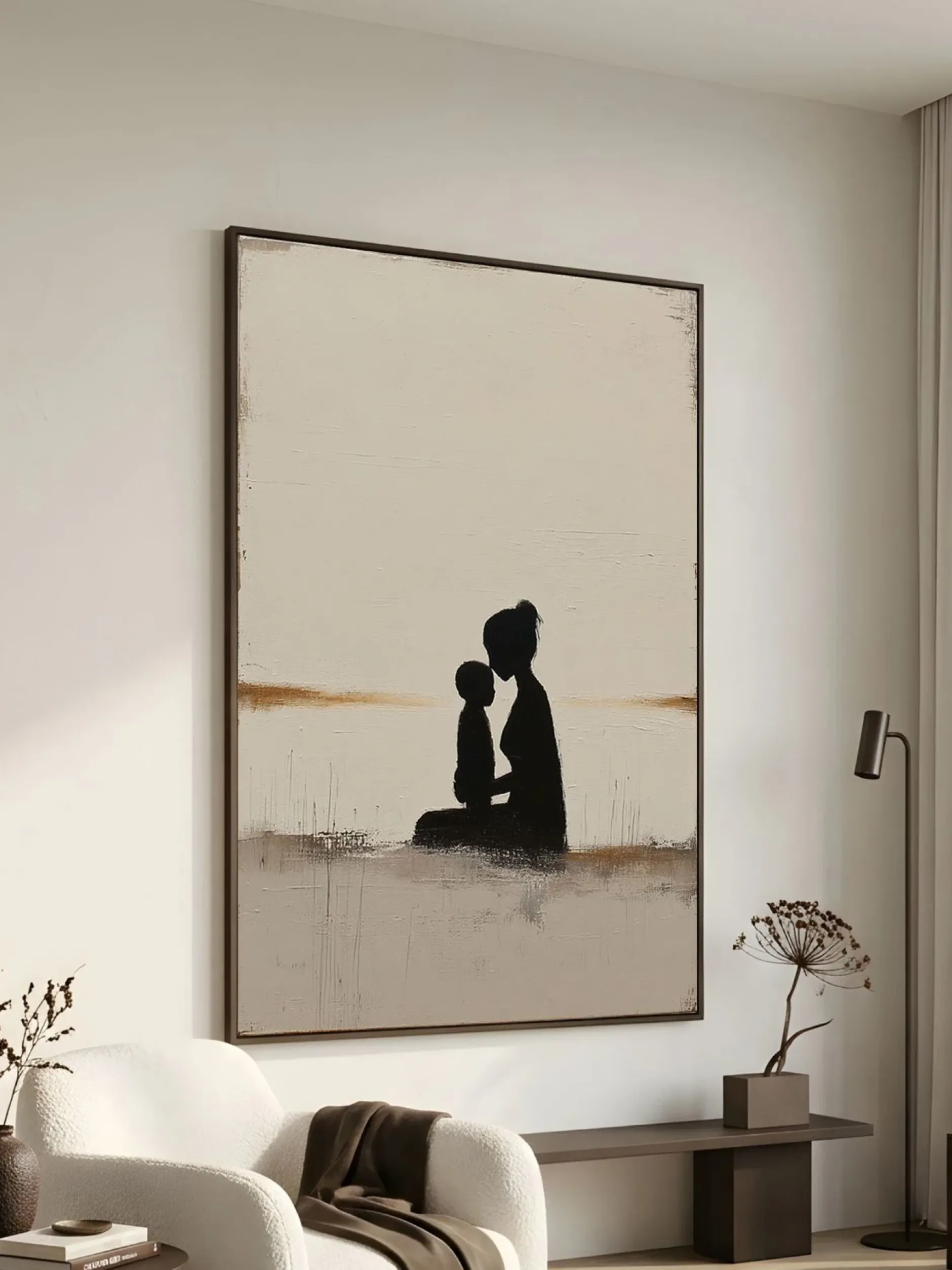 Handgemaltes Gemälde 'Mutter-Kind-Umarmung' | Echtheitszertifikat inklusive