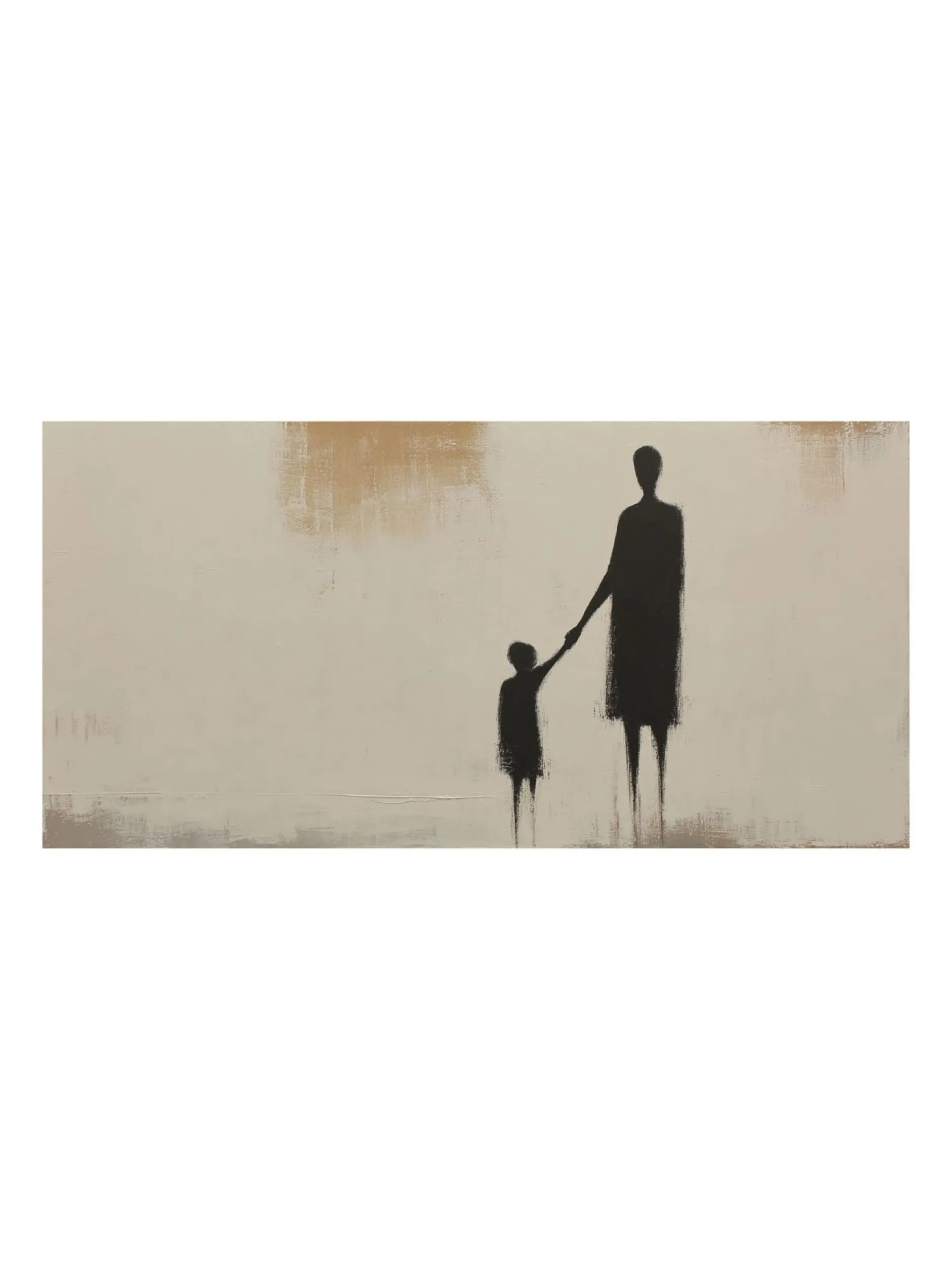 Handgemaltes Gemälde 'Mutter-Kind-Silhouette' | Echtheitszertifikat inklusive
