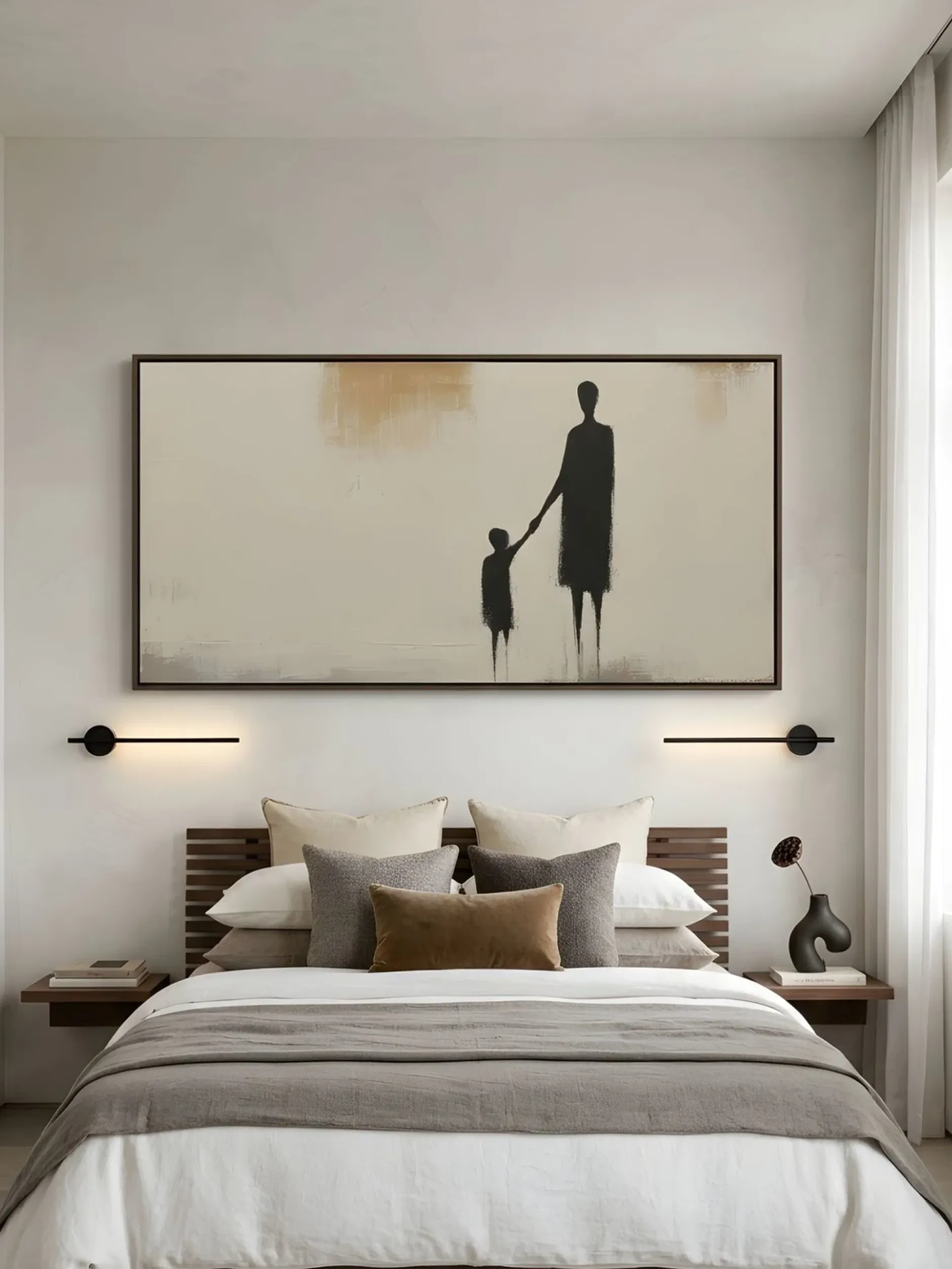 Handgemaltes Gemälde 'Mutter-Kind-Silhouette' | Echtheitszertifikat inklusive