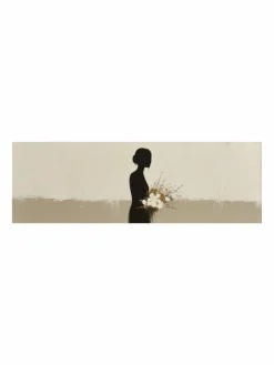 Handgemaltes Gemälde 'Mutter mit Blumenstrauß-Silhouette' | Echtheitszertifikat inklusive