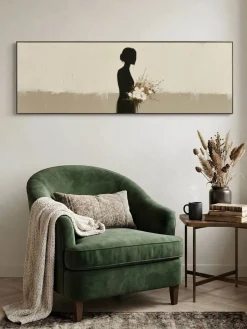 Handgemaltes Gemälde 'Mutter mit Blumenstrauß-Silhouette' | Echtheitszertifikat inklusive